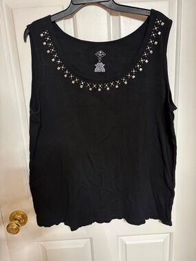 St. John's Bay Black Tank Top with Studded Scoop Neck